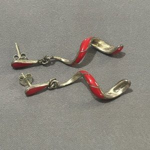 Red Coral Dangle Earrings